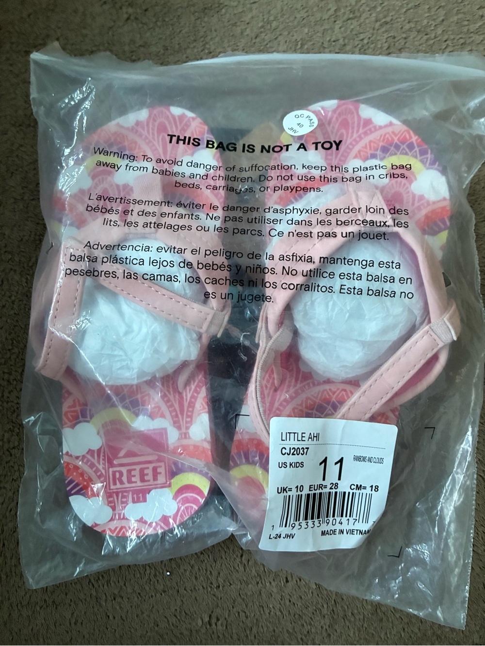 Cute Reef Kids Pink Flip Flops with Textured Footbed